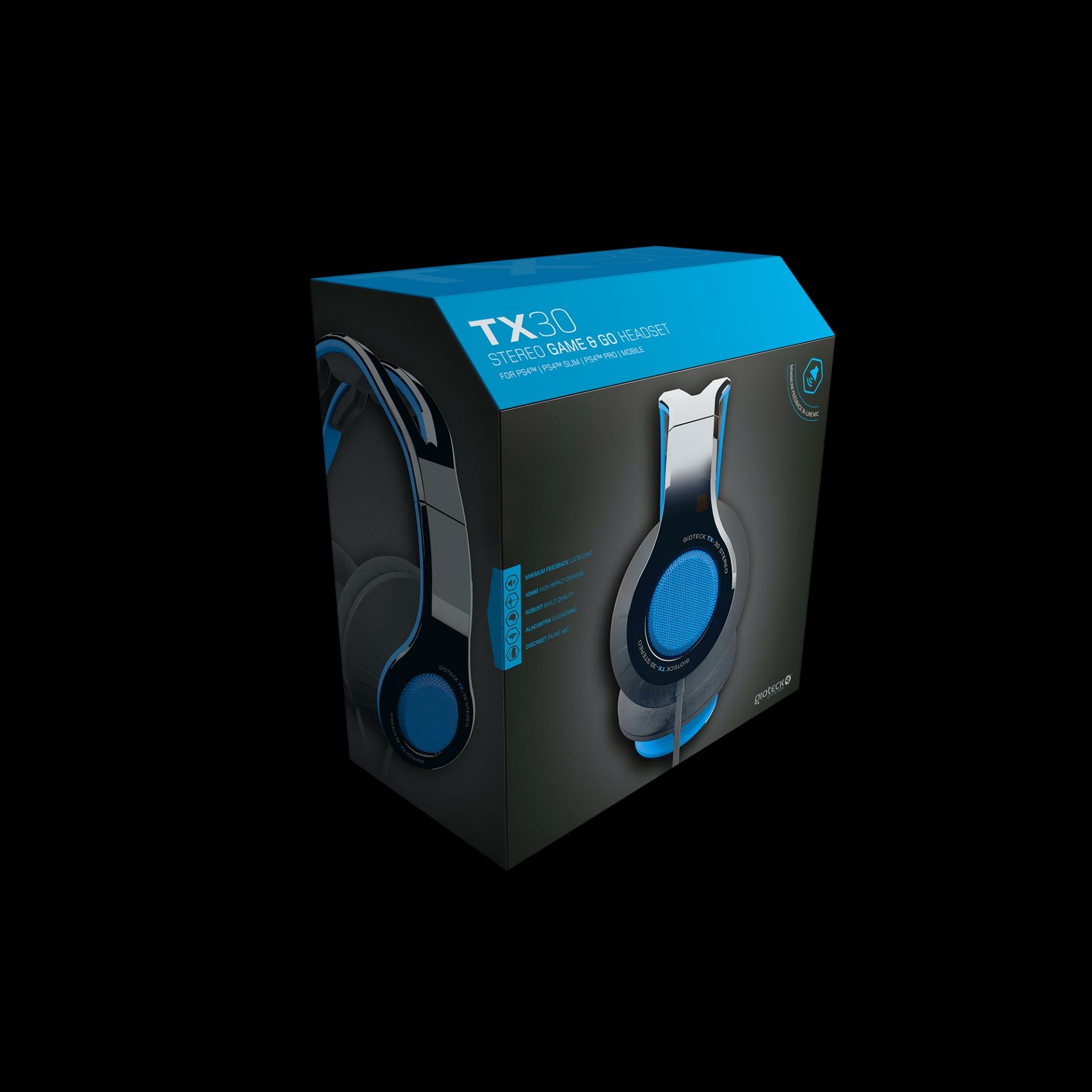 Gioteck tx30 stereo game go headset blue grill for ps4