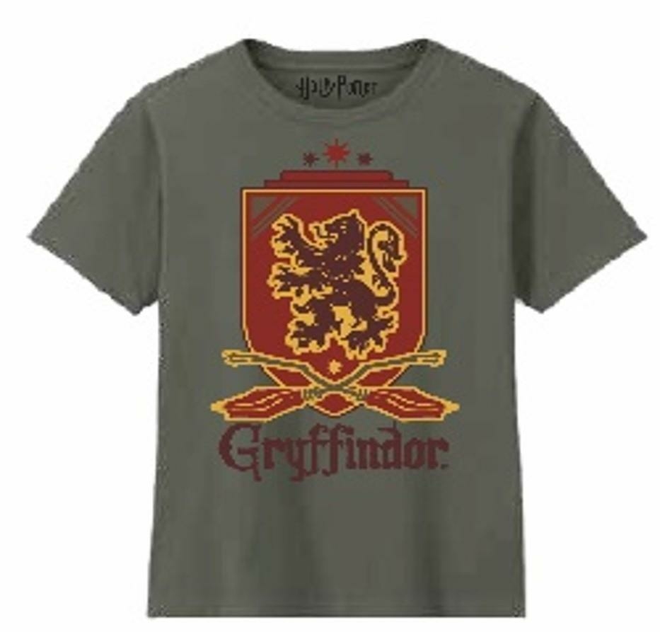 Harry potter t shirt kaki blason de gryffondor gar on 10 ans