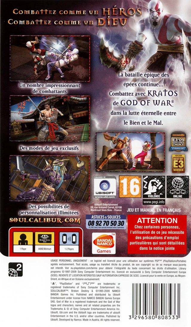Soul Calibur Broken Destiny : un très bon jeu de baston (PSP) - MaXoE