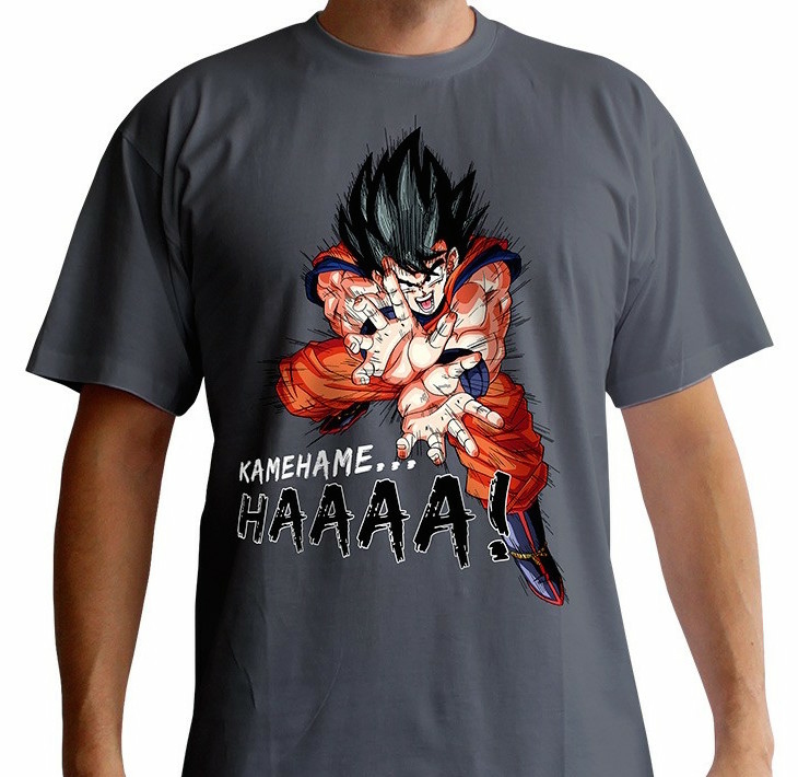 T Shirt Dragon Ball Z Kamehameha Gris Fonce S Reference Gaming
