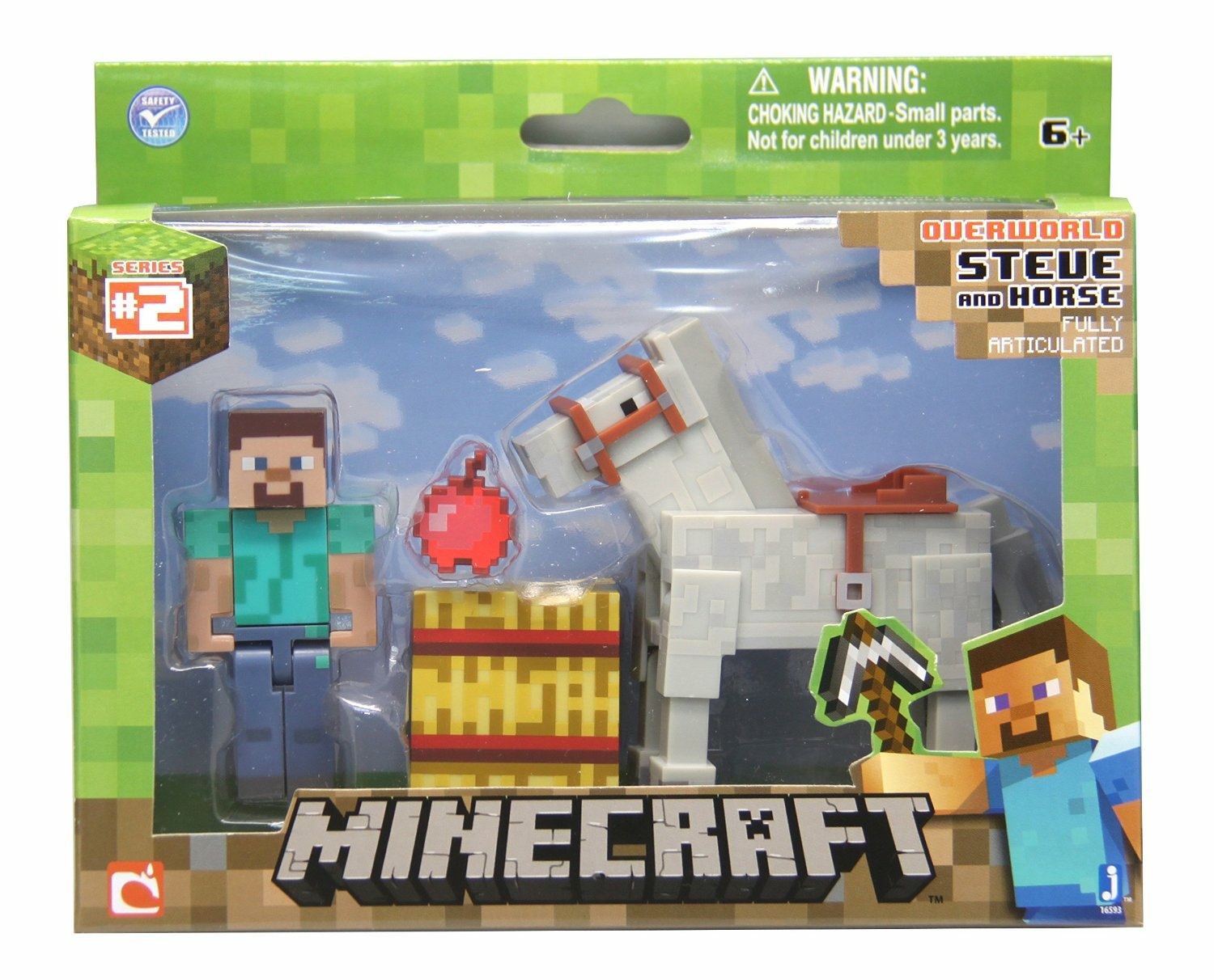 Minecraft - Pack 2 figurines Steve et cheval avec armure 8 cm