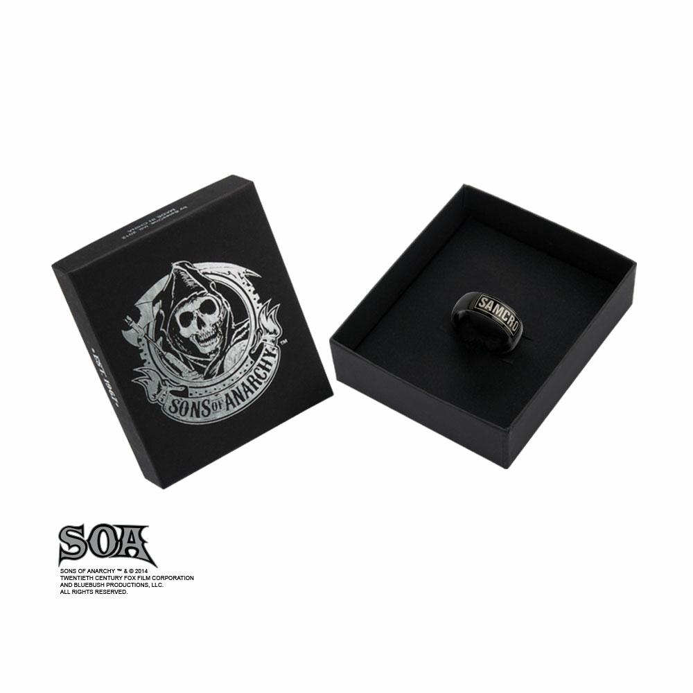 Bague Acier Inoxydable Sons of Anarchy SAMCRO Noire Taille 60