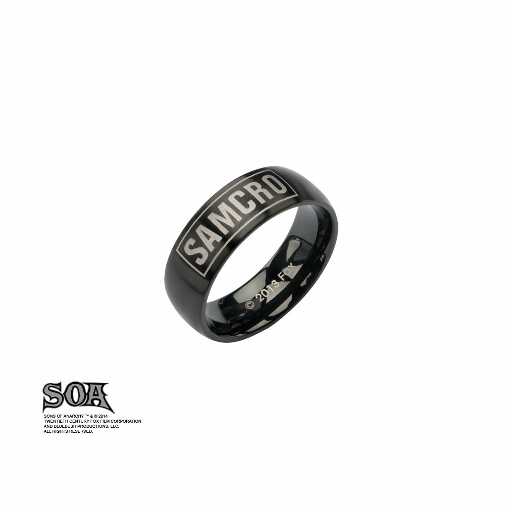 Bague Acier Inoxydable Sons of Anarchy SAMCRO Noire Taille 60