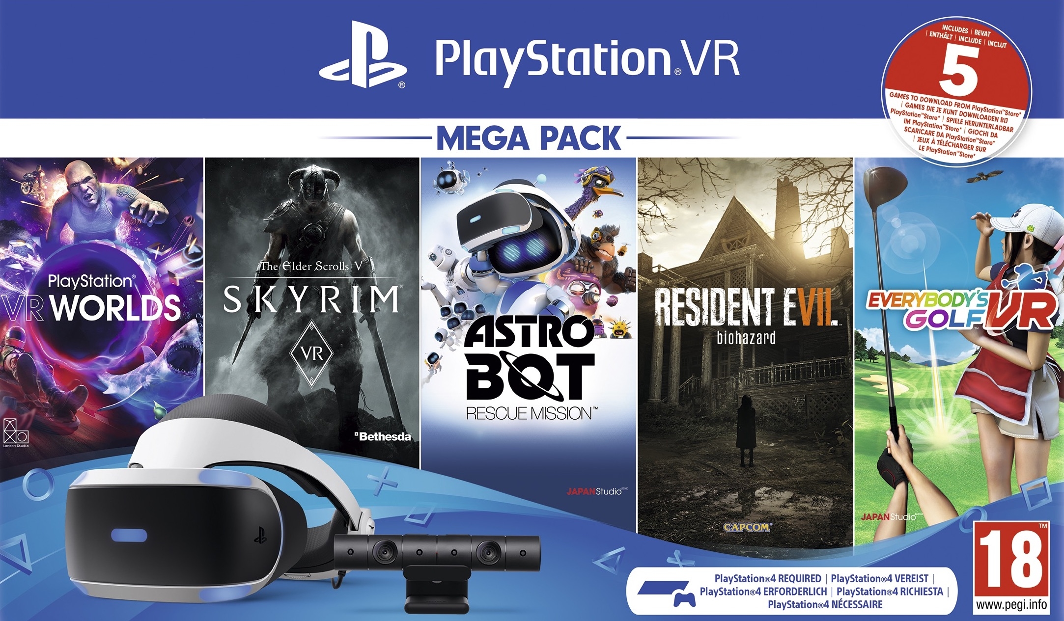 PlayStation VR Mega Pack V2 Casque VR Camera 5 Jeux